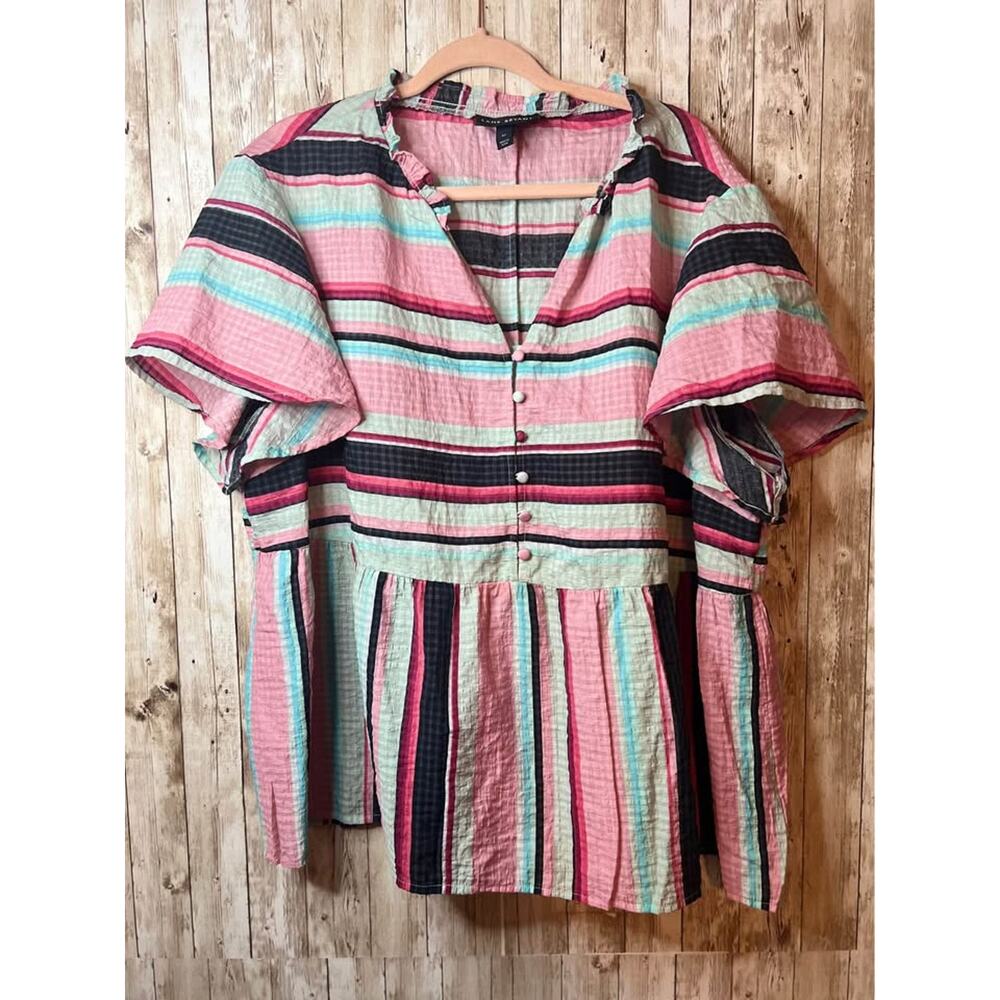 🎀 Lane Bryant Color Pop Peplum Blouse – Plus Size 22